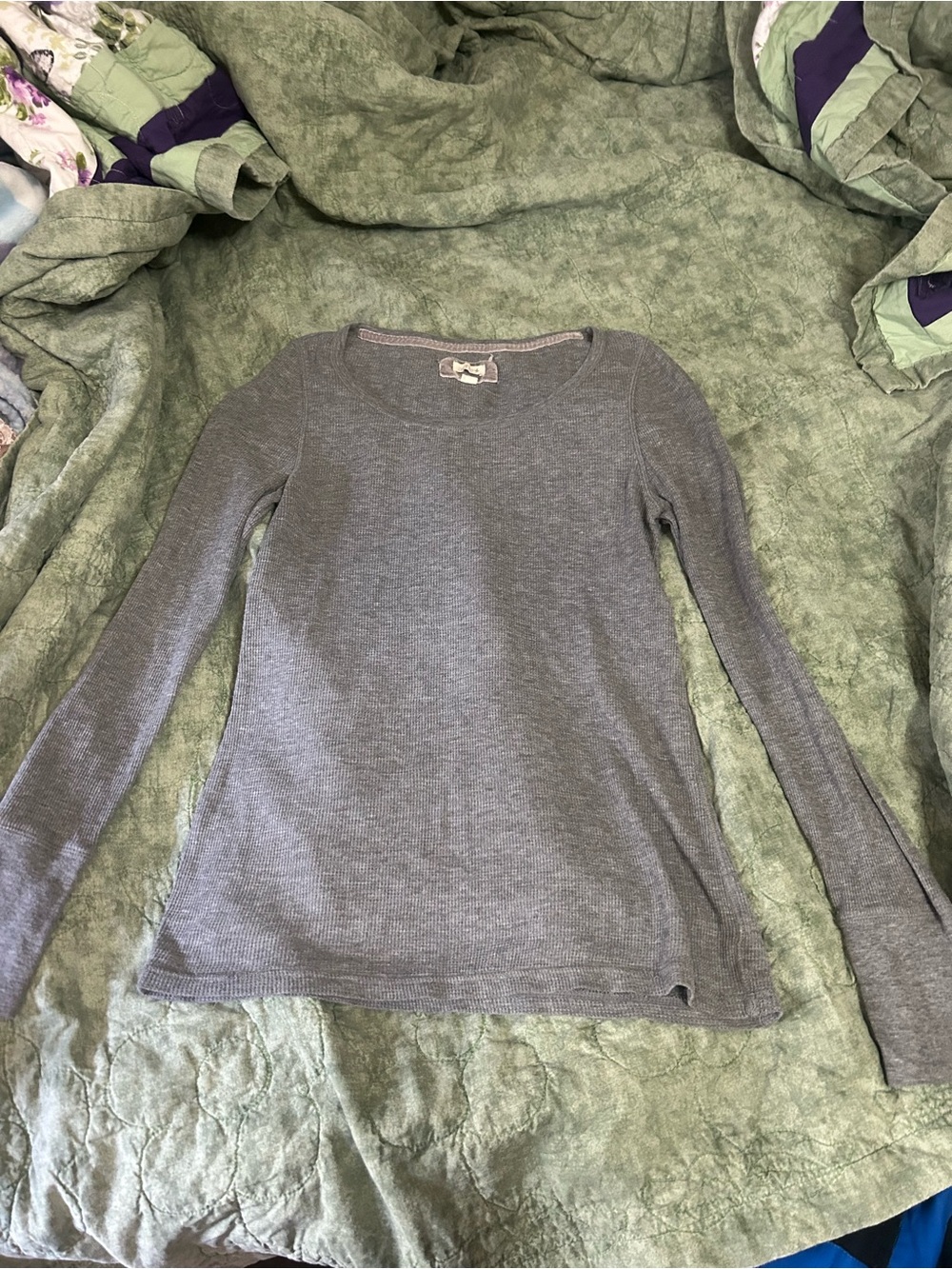 aerie Gray Crewneck Long-Sleeve Sweater